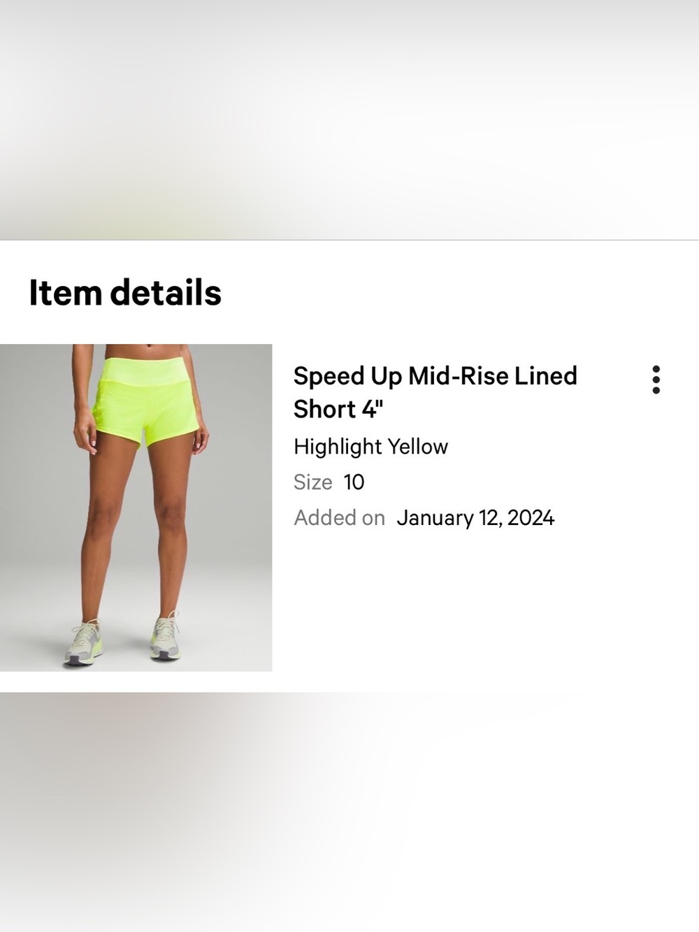 lululemon athletica Speed Up Mid-Rise Neon Yellow Athletic Shorts